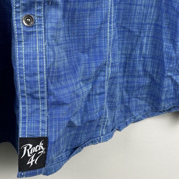 ROCK 47 WRANGLER Western SNAP Front Cotton (XL) Blue Shirt Pocket embroidered - Picture 6 of 14